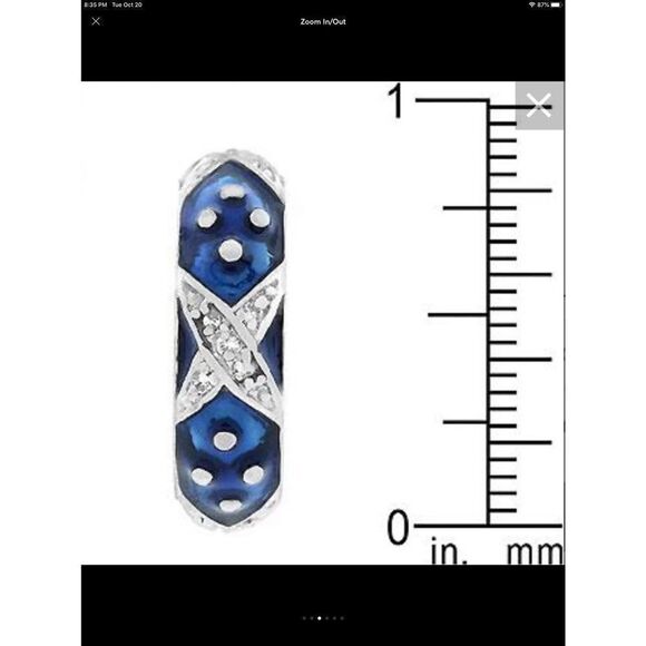 Trendy New Blue Enamel & CZ "X" Stack Band Ring Sz 8 - Picture 3 of 6